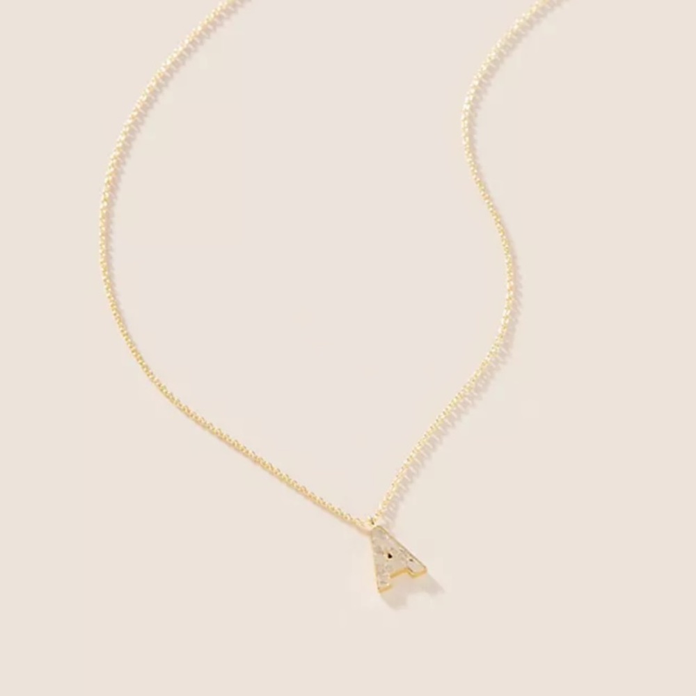 NWT anthro gold plated sterling silver monogram necklace